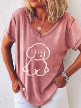 Load image into Gallery viewer, Casual short sleeve dog print t-shirt for women
