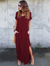 Load image into Gallery viewer, Vestido de bolso com decote em V em cor sólida para mulheres
