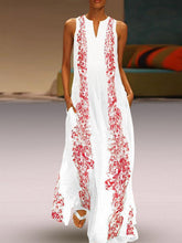 Load image into Gallery viewer, Women Sleeveless Printed V Neck Sleeveless Beach Dress
