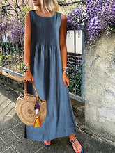 Load image into Gallery viewer, Vestido plissado com decote redondo
