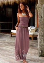 Load image into Gallery viewer, Vestido largo de cuello alto con dobladillo estampado
