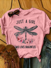 Load image into Gallery viewer, Women's Creative Dragonfly Cartoon Print Short Sleeve T-Shirt
