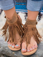 Load image into Gallery viewer, Sandalias planas con borlas vintage para mujer
