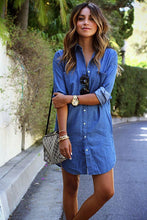 Load image into Gallery viewer, Vestido camisa jeans com lapela casual
