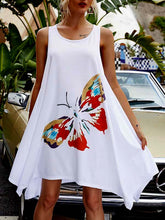 Load image into Gallery viewer, Cozy dress with asymmetric hem and butterfly print
