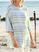 Load image into Gallery viewer, Camisa de mujer de manga larga de lino y algodón a rayas
