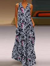 Load image into Gallery viewer, Women's Sleeveless Printed Linen and Cotton Pocket Dress
