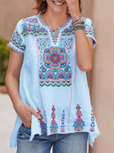 Load image into Gallery viewer, Camiseta feminina de algodão e linho com estampa boho
