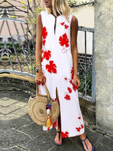 Load image into Gallery viewer, Vestido sin mangas con escote en V y abertura estampada
