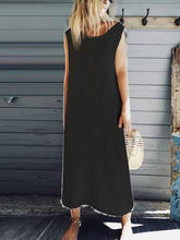 Load image into Gallery viewer, Vestido feminino de renda de linho de cor sólida
