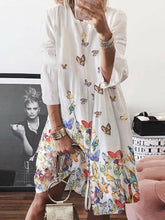 Load image into Gallery viewer, Vestido feminino de linho estampado com estampa borboleta
