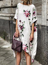 Load image into Gallery viewer, Vestido de algodão e linho com estampa de moda feminina irregular
