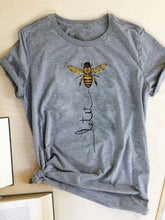 Load image into Gallery viewer, Short-sleeved T-shirt with round neck and small bee print
