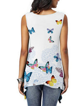 Load image into Gallery viewer, Cárdigan sin mangas con estampado de mariposas de cuello redondo
