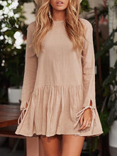 Load image into Gallery viewer, Vestido feminino de manga comprida em linho de algodão
