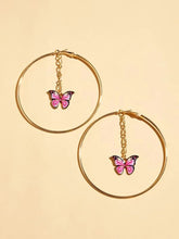 Load image into Gallery viewer, 1 Pair of Butterfly Hoop Earrings
