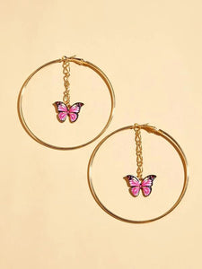 1 Pair of Butterfly Hoop Earrings