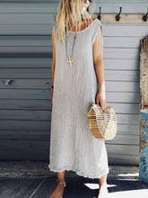 Load image into Gallery viewer, Vestido feminino de renda de linho de cor sólida
