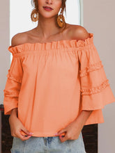 Load image into Gallery viewer, Camiseta feminina com mangas largas em renda de algodão e linho
