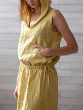 Load image into Gallery viewer, Vestido feminino de algodão com capuz sem mangas
