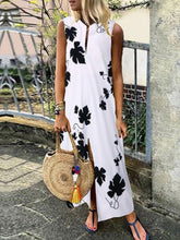 Load image into Gallery viewer, Vestido sin mangas con escote en V y abertura estampada
