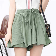 Load image into Gallery viewer, Women Summer High Waist Drawstring Bow Beach Wide Leg Shorts
