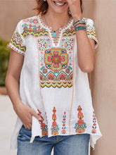 Load image into Gallery viewer, Camiseta feminina de algodão e linho com estampa boho
