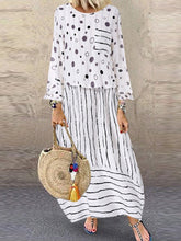 Load image into Gallery viewer, Vestido feminino de duas peças com estampa geométrica falsa

