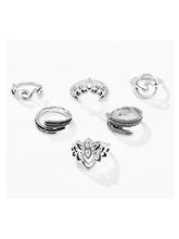 Load image into Gallery viewer, Set of 6 vintage lotus leaf flower crown rings
