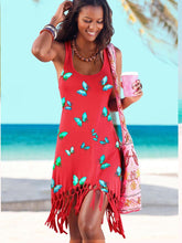 Load image into Gallery viewer, Vestido de praia com borlas e estampa borboleta
