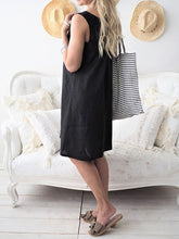 Load image into Gallery viewer, Vestido feminino de linho sem mangas de cor sólida
