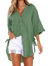 Load image into Gallery viewer, Camisa Irregular Feminina com Arco Simples de Breasted
