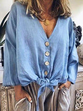 Load image into Gallery viewer, Long-sleeved cotton and linen T-shirt
