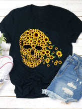 Load image into Gallery viewer, Sunflower Skull Print Women's T-shirt

