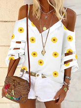 Load image into Gallery viewer, Women's Sunflower Print V-Neck Halter Top
