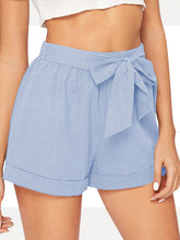 Load image into Gallery viewer, Women's high-waisted cotton and linen shorts
