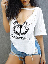 Load image into Gallery viewer, Sassenach Women's Cropped Print V-Neck T-Shirt
