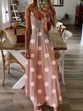 Load image into Gallery viewer, Vestido comprido com estampa de bolinhas e alças

