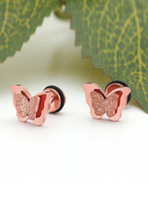 Load image into Gallery viewer, Pendientes de mariposa esmerilados pulidos con chorro de arena de moda
