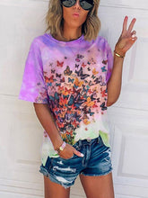 Load image into Gallery viewer, Women's Tie-Dye Butterfly Print Short Sleeve T-Shirt

