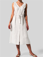 Load image into Gallery viewer, Vestidos sin mangas con cuello en V y botones
