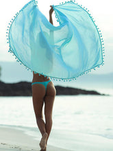 Load image into Gallery viewer, Xale de praia de protetor solar de algodão e linho com borlas

