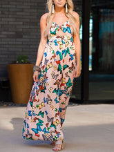 Load image into Gallery viewer, V-neck long dress with butterfly print Lady
