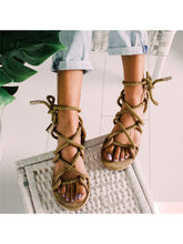 Load image into Gallery viewer, Flat hemp flat sandals for women
