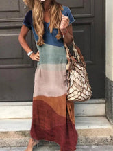 Load image into Gallery viewer, Vestido de linho e algodão tingido da moda para mulheres
