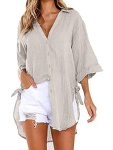 Load image into Gallery viewer, Camisa Irregular Feminina com Arco Simples de Breasted
