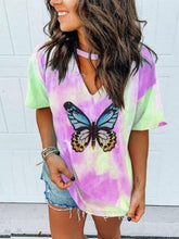Load image into Gallery viewer, Camiseta con estampado de mariposas para mujer

