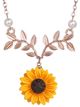 Load image into Gallery viewer, Sunflower Pearl Leaf Pendat Necklace
