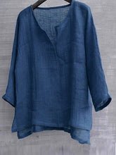 Load image into Gallery viewer, Lightweight and comfortable loose fit solid linen T-shirt

