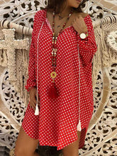 Load image into Gallery viewer, Vestido de bolinhas plus size de algodão e linho

